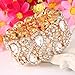 EVER FAITH Women's Austrian Crystal Teardrop 8-Shaped Knot Elastic Stretch Bracelet Clear Gold-Tone