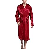Admireme Men's Satin Kimono Robe Spa Bathrobes Loungewear Sleepwear Long Bathrobe Lightweight Silk Nightwear