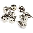 RUBYCA 30 Sets 10MM Silver Color Bullet Cone Spike and Stud Metal Screw Back for DIY Leather-Craft
