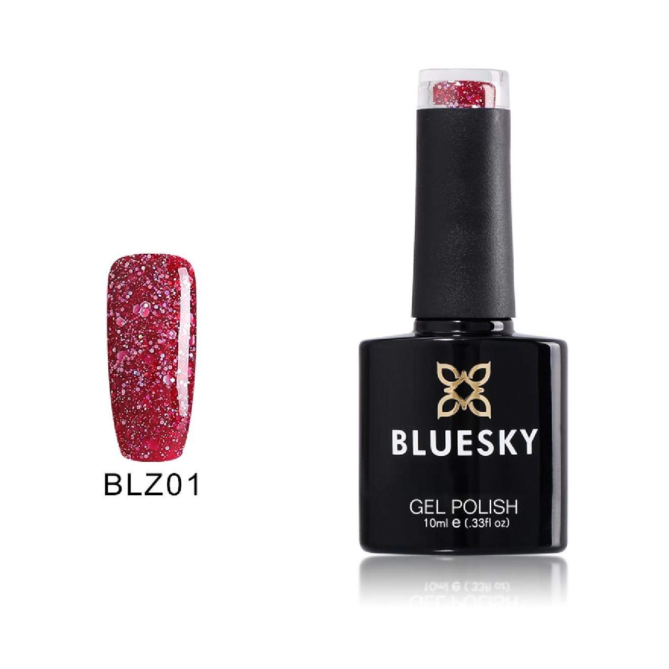 Bluesky Gel Nail Polish, Cherry Red Blz01, Bright, Cherry, Glitter, Red, Long Lasting, Chip Resistant, 10 ml (Requires Curing Under UV LED Lamp)