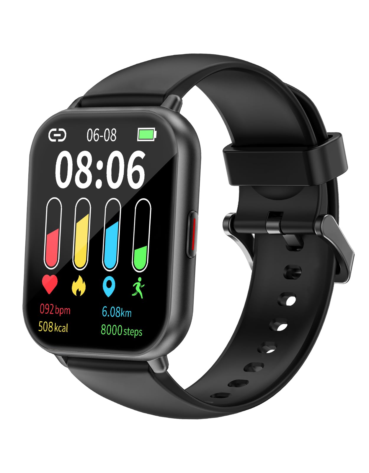 Smartwatch, iPhone/Android Compatible, Bluetooth Large Screen, Wristwatch, Pedometer, Smart Watch, 7 Day Battery Life, Incoming Call Notification, Smartphone Search, DIY Dial, IP68 Waterproof, Alarm,