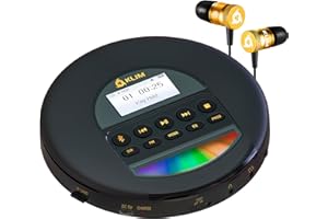 KLIM Nomad Portable CD Player Discman with Long-Lasting Battery - with Headphones - Radio FM - Compatible MP3 CD Player Porta