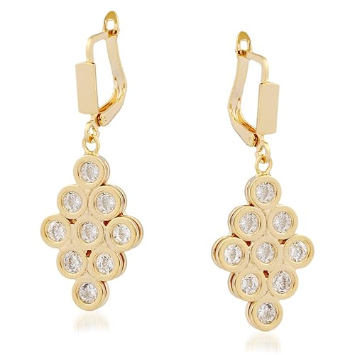 VK Jewels Cubic Zirconia Clip-On Earrings for Women (Golden) (vkerz1347g)
