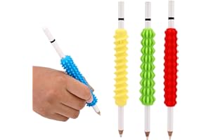 Sinbana 4 Pcs Textured Silicone Pencil Grips, 4 Styles Sensory Fidget Writing Grippers Non Slip Textured Pencil Sleeves for C