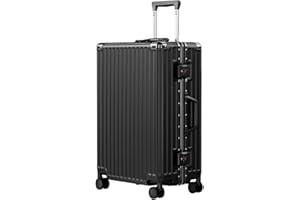 AnyZip Luggage PC+ABS Aluminum Frame Zipperless Checked Luggage Hard Shell Suitcase with TSA Lock Double Spinner Wheels 24 Inch Black