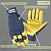 Wells Lamont Men's Leather Palm Work Gloves – HydraHyde Water-Resistant Leather, Flexible Spandex Back, Adjustable Closure – Ideal for Construction, Landscaping, DIY Projects – Blue, Large (3207L)