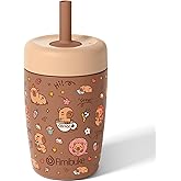 Fimibuke Kids & Toddler Cups Spill Proof, 12 OZ Capybara Insulated Sippy Cups for Toddlers Boys Girls, Toddler Straw Tumbler, Stainless Steel Kids Water Bottle with Twist Lids & Silicone Straw, 1 Pack