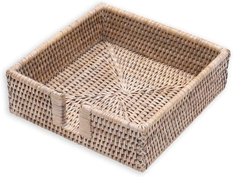 Caspari Rattan Luncheon Napkin Holder in White Natural, 1 Each Amazon