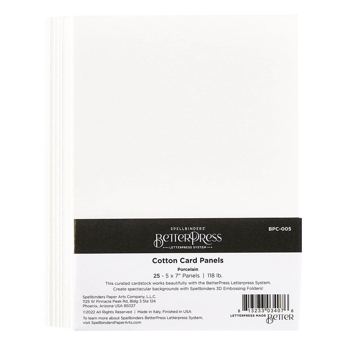 Spellbinders BetterPress Cotton Card Panels A7 Porcelain, White, ONE