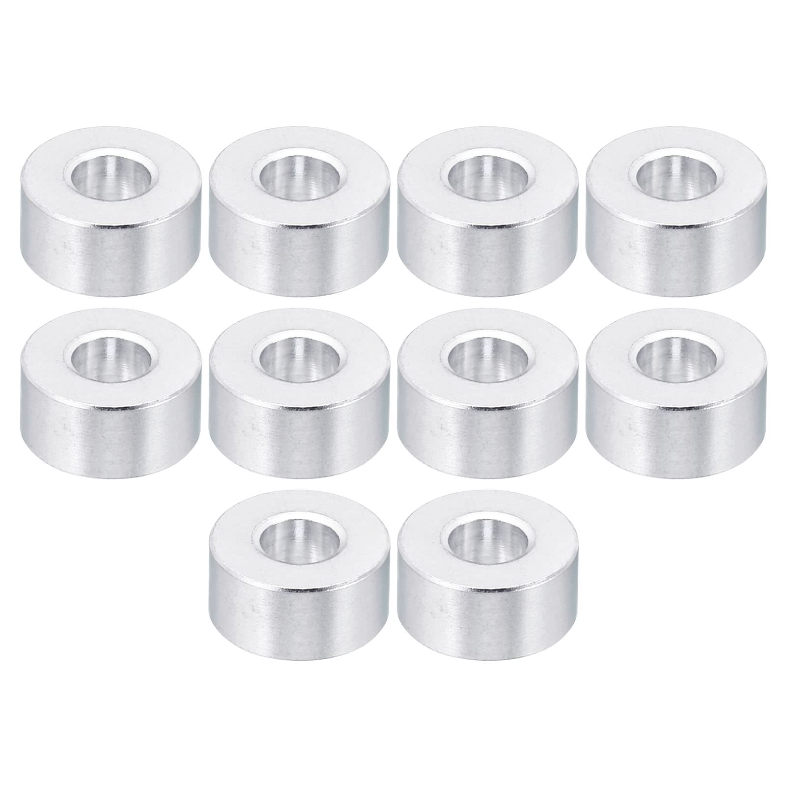 PATIKIL M5 Aluminum Spacer, 10 Pack 5.2mm ID x 12mm OD x 6mm L Metal Spacer Aluminum Round Plain Finish Spacer Screw Standoff for M5 Screw Bolts