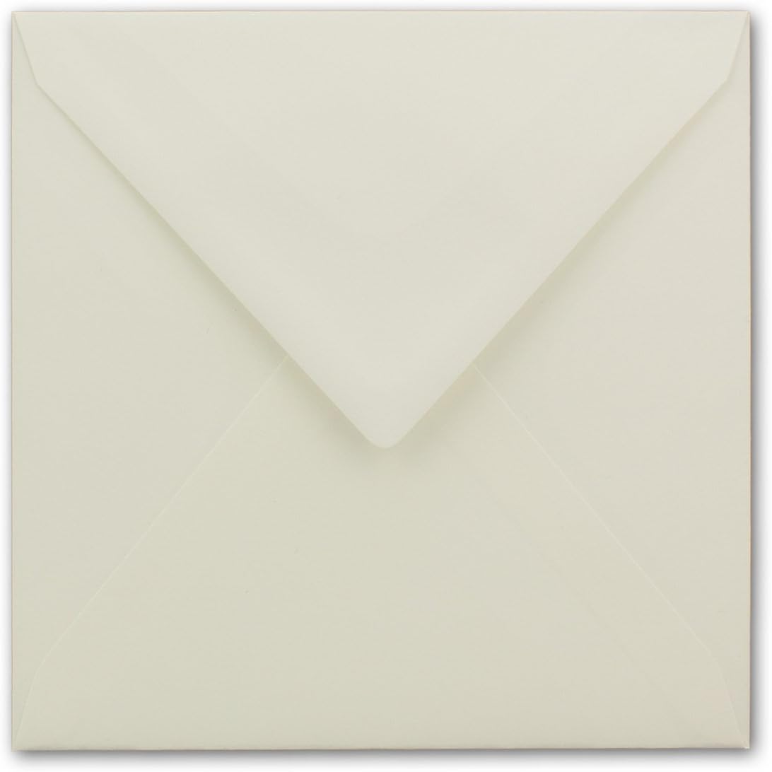 Envelopes Square 145 x 145 mm (14.5 x 14.5 cm) with white silk lining 100 g/m², wet gluing 75 Stück Light cream - Image 4