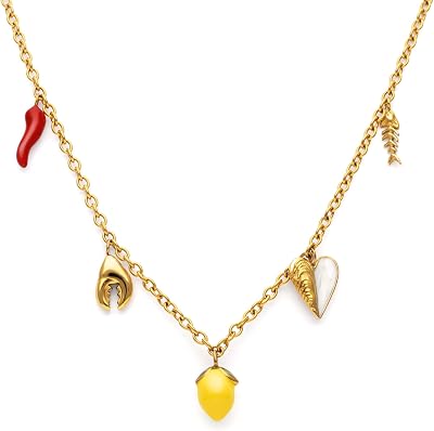 Collier Multicharm Apéritif Marin Acier Plaqué Or Bijoux pour femmes