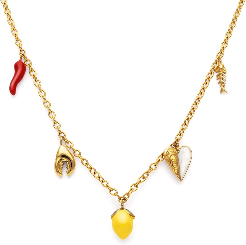 Halskette Multicharm Meeres-Snack. Edelstahl. Damenschmuck