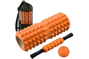 4 in 1 Foam Roller Set, Foam Rollers with Muscle Roller Stick and Massage Balls, for Deep Tissue Massage, Pain Relief of Back