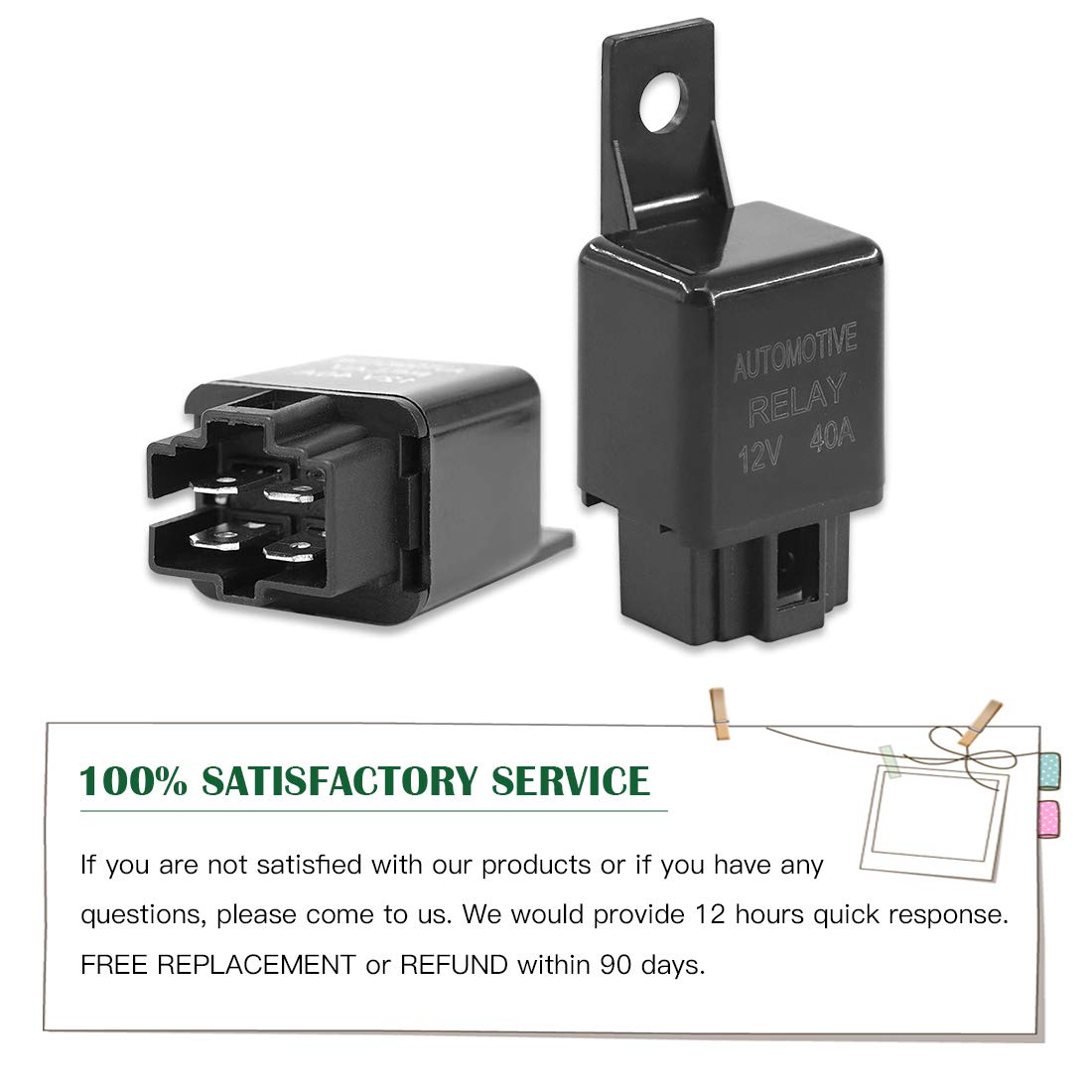 Keadic 10Pcs 4 Pin SPDT Relay DC 12V 40A for Installing Lights on Car Motor, Black