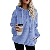Yanekop Womens Fuzzy Fleece Pullover Oversized Sherpa Jacket Half Zip Pullover Sweaters Winter Faux Fur Jacket Coat
