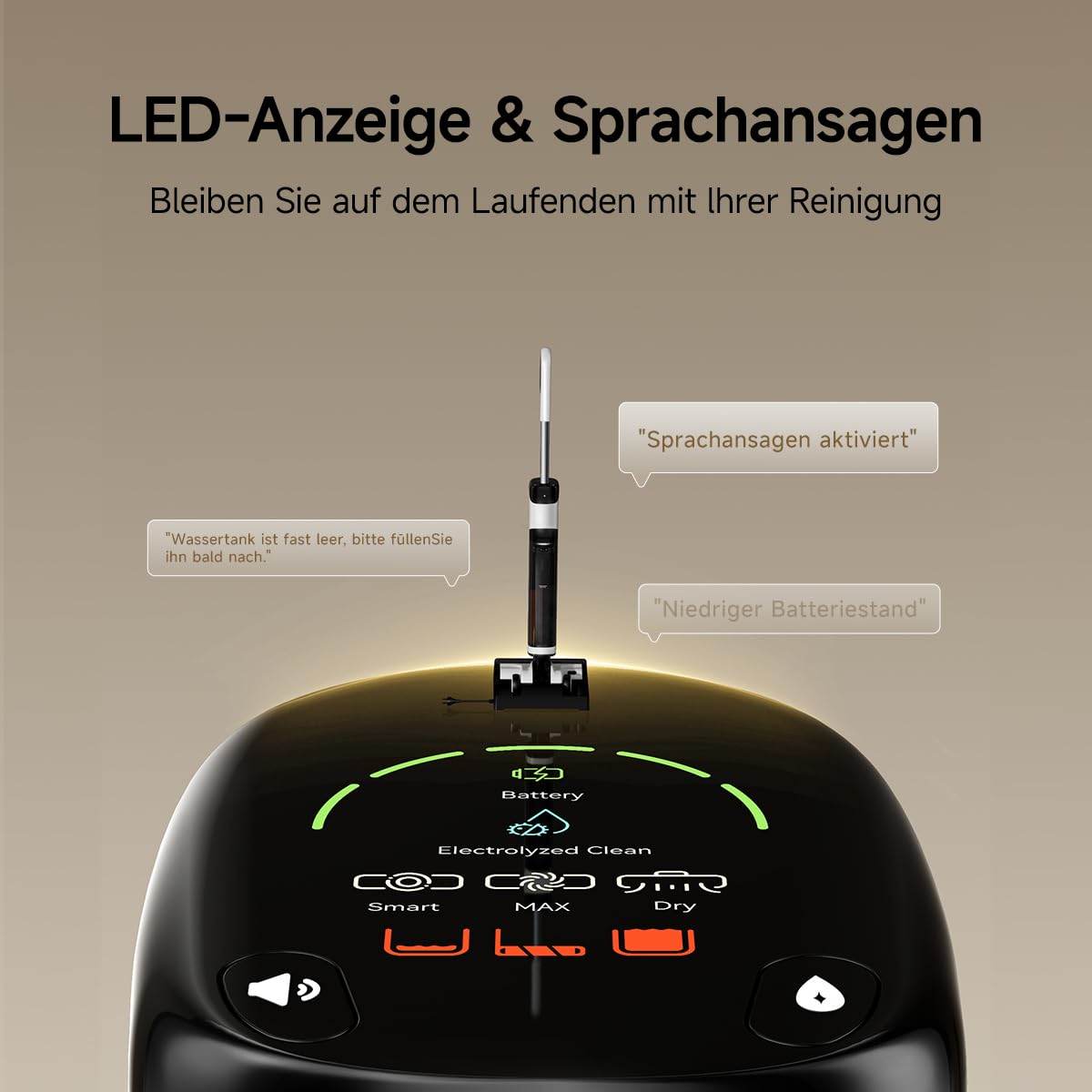 uwant D500 Nass Trockensauger,Abwassertanks-Desodorierung,180° Lay-Flat Saugwischer,17,000 Pa Saugkraft,65°C Leise Heißtrocknung,Selbstreinigend,Verwicklungsfreies Design,IPX6 wasserdichte Bodenbürste 9