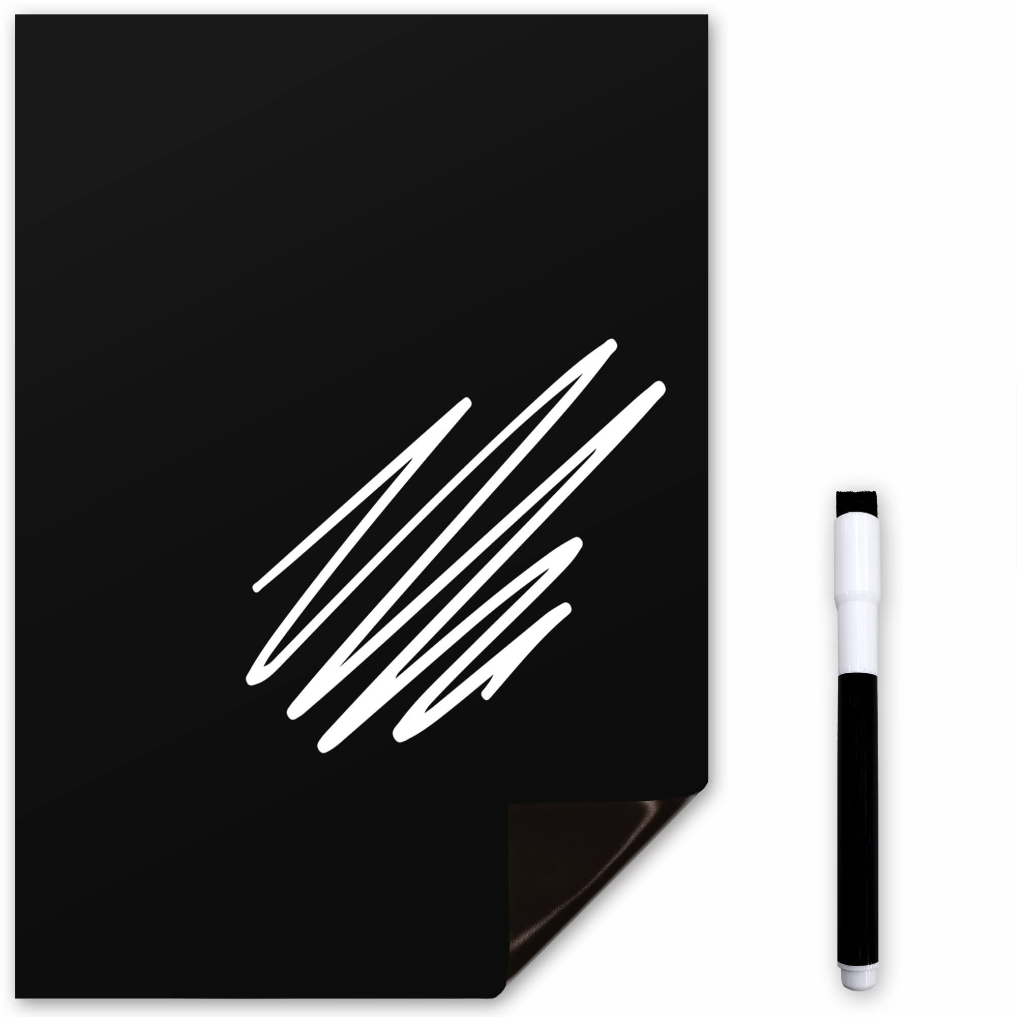 TMS Magnetic Whiteboard for Fridge | Kitchen White Board with Dry Wipe Pen for Memos, Notes or Reminders | use as Notice Board, Weekly Meal Planner or to Do List (Black, A3 (42 x 30cm))