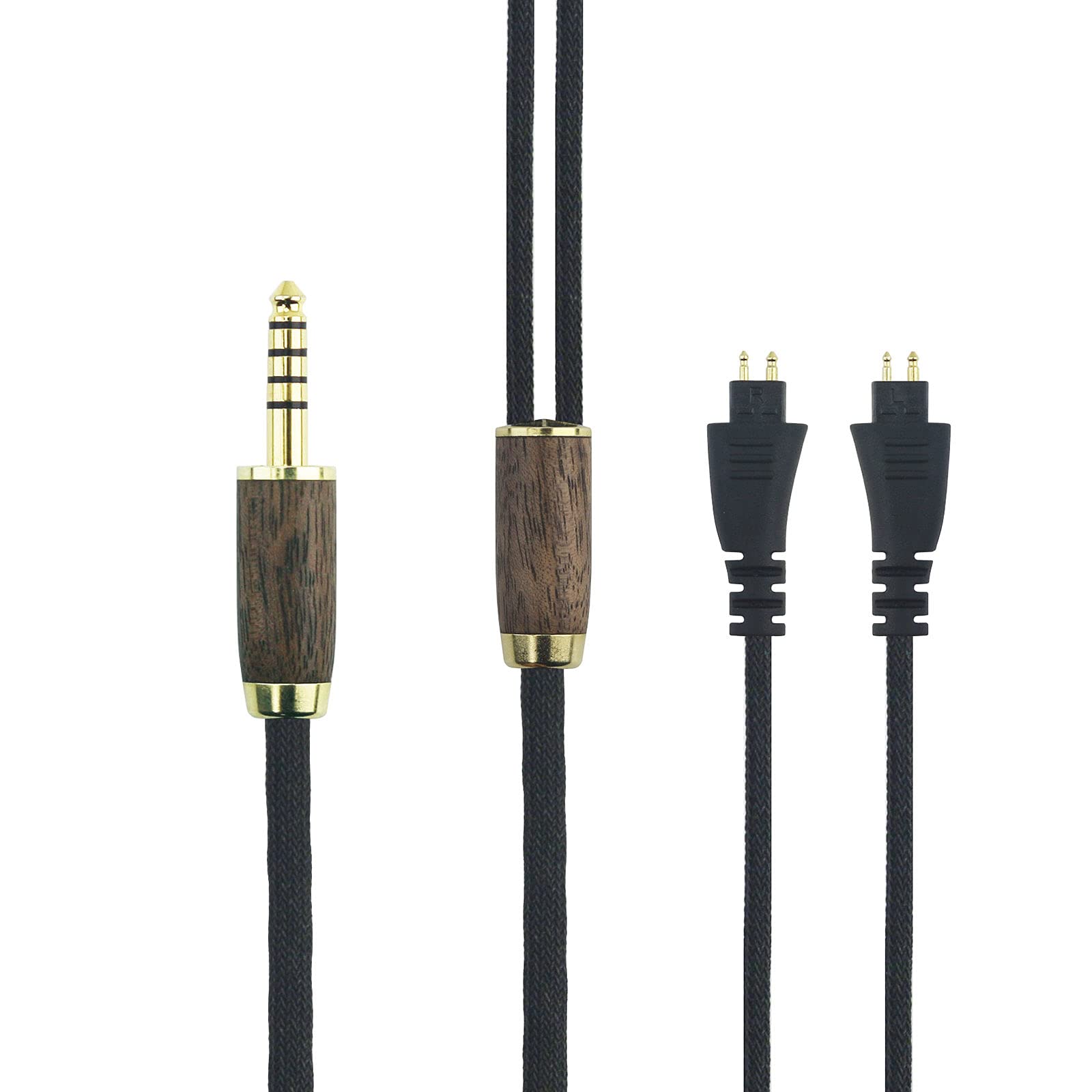 HansnBy 4.4mm Balanced Male 6N OCC Copper Silver Plated Cord 4.4mm Balanced Cable Compatible with Fostex TH-900 MKII, TH610, TH900 MK2 Premium Headphones Walnut Wood Shell