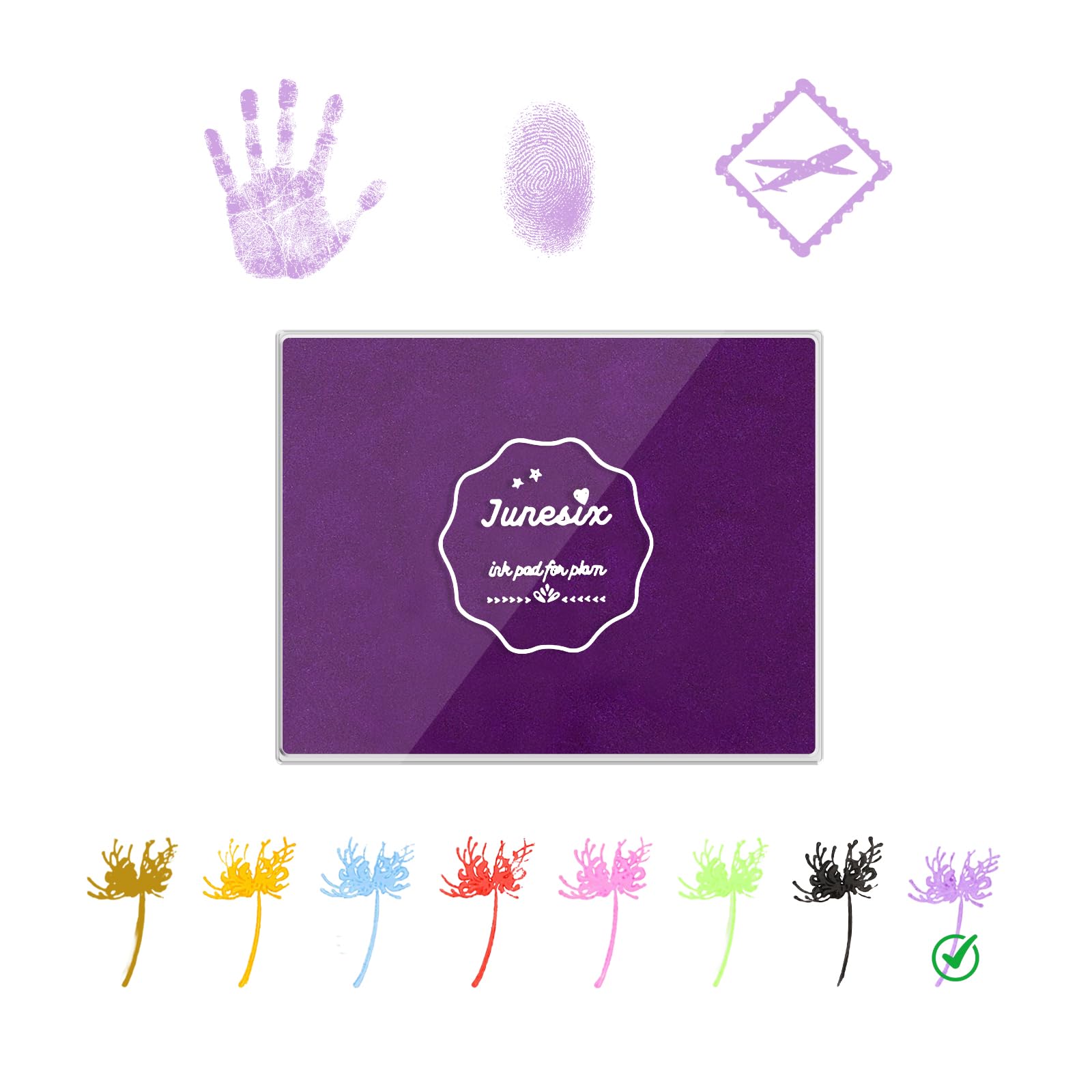 Sicheii Large Ink Pads for Stamping, Washable Stamp Ink Pad for Rubber Stamps Hand and Footprints, Dog Pet Paw Print Ink Pad, Craft Partner DIY for Fabric Wood Paper Scrapbook (Purple)