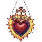 Sacred Heart of Jesus Ornaments Acrylic Window Hanging - Gifts for Jesus Lovers, Sacred Heart of Jesus Gifts for Women Men - Sacred Heart of Jesus Decor - Sacred Heart of Jesus Christmas Decorations