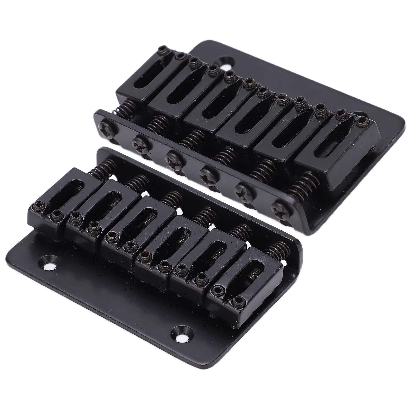 Electric Guitar Bridge Tremolo System Set,Full Block ST Guitar Tremolo Bridge Pop In Arm 5 Screws or 6 String Strat Guitar Tailpiece Replacement(Black)
