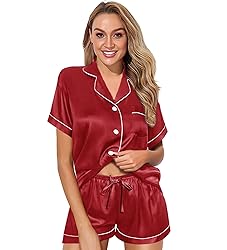 WJing Yi Jia Womens Pajama Sets XS-4XL Silk Satin