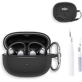 NOUKAJU for SHOKZ OpenDots One Case Cover, Earphone Protective Cover(with Carabiner + Lanyard + Cleaning Pen) Drop-Proof,Shock-Proof,Dust-Proof,Protective Case for SHOKZ E310(Black)