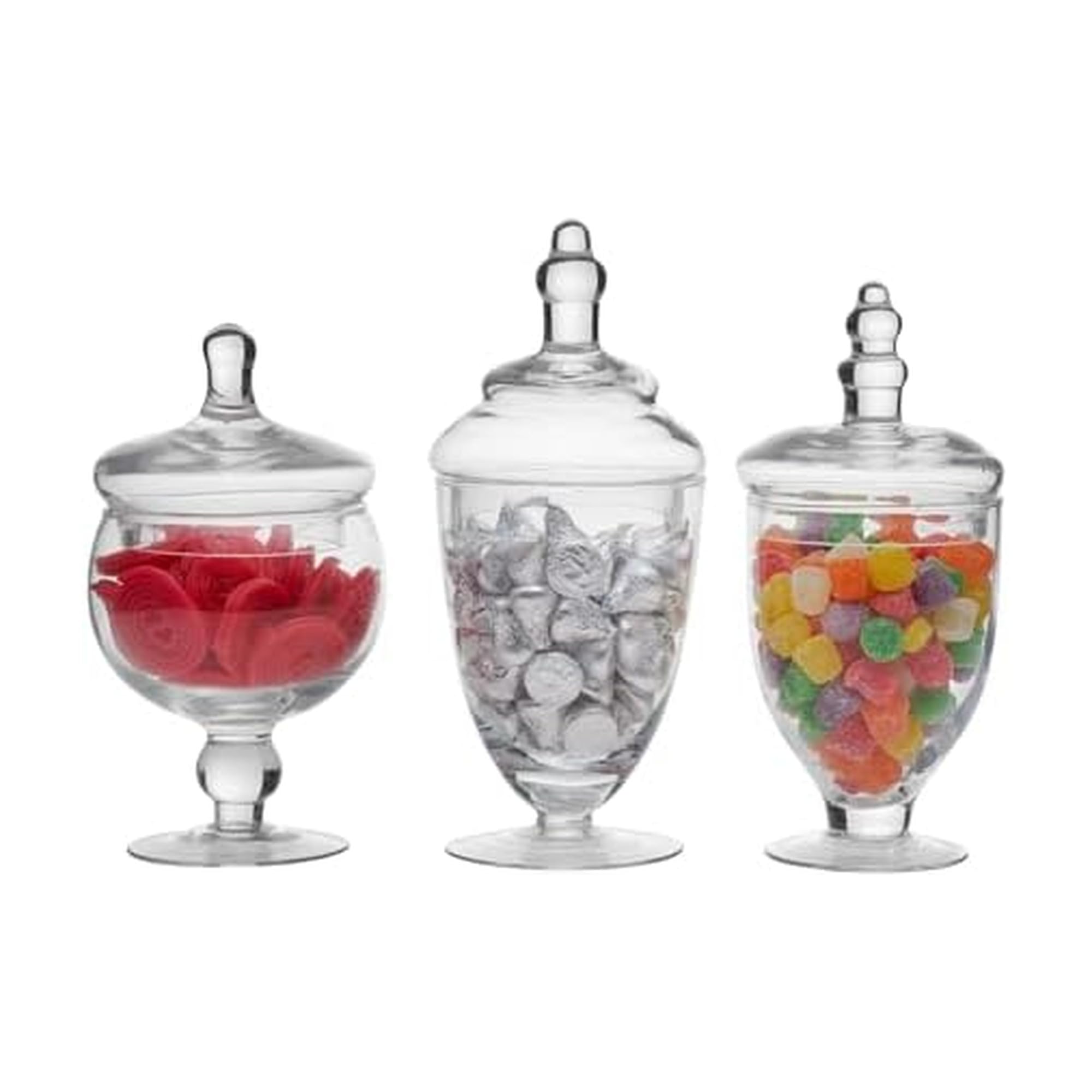 Photo 1 of Elements Glass Apothecary Jars, Set of 3 Clear Decorative Jars for Wedding Decor, Candy Buffet, Bathroom Storage, and Table Centerpieces