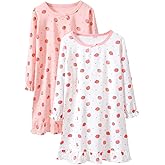 BANGSAUR Girls' Dress Cotton Homewear, Princess 2-Pack Dresses 3-12 Years