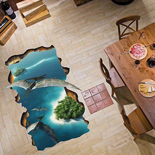 EMIRACLEZE Christmas Gift 3d Seaside Removable Mural Wall Stickers Wall Decal for Children Room and Kidsroom Ground Home Decor