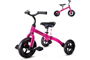 YGJT 3 in 1 Tricycle for Toddlers Age 2 3 4 Year Old, Folding Kids Bikes with Adjustable Seat and Removable Pedal, Ride-on Toys for Infant, Gift for Baby Boys Girls Birthday