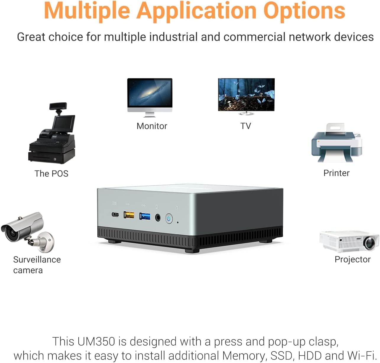 UM350 Mini PC AMD Ryzen 5 3550H Mini Desktop Computer DDR4 16 GB RAM 256 GB PCle SSD, Radeon Vega Graphics, Dual Band WiFi HDMI/DisplayPort/USB-C, 2.5G RJ45 LAN, 4X Ports USB 3.0,Micro Business PC