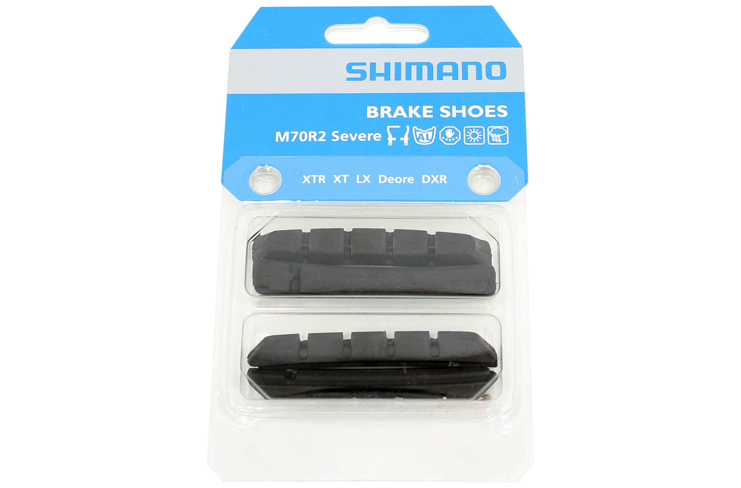 SHIMANO M70R2 cartridge brake shoe inserts with fixing pin, 2 pairs
