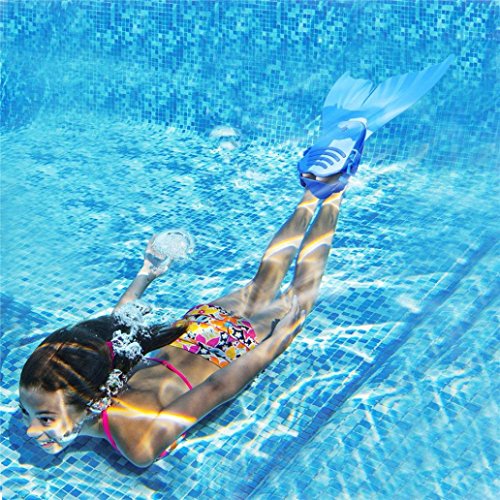 Sinwo Children Kids Mermaid Swim Fin Mermaid Monofin Tail Flipper Swimwear (Blue)