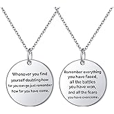 Alphm S925 Sterling Silver Bible Verse Inspirational Faith Heart Courage Pendant Necklace for Women Men Gift Jewelry