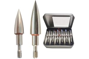 EOOENOON ARCHERY Field Point 100/125/150/200 Grain Field Tips, Hunting Arrow Pointed，Archery-Points，Threaded Arrows Screw in Broadheads (1 Dozen 12 PCS)