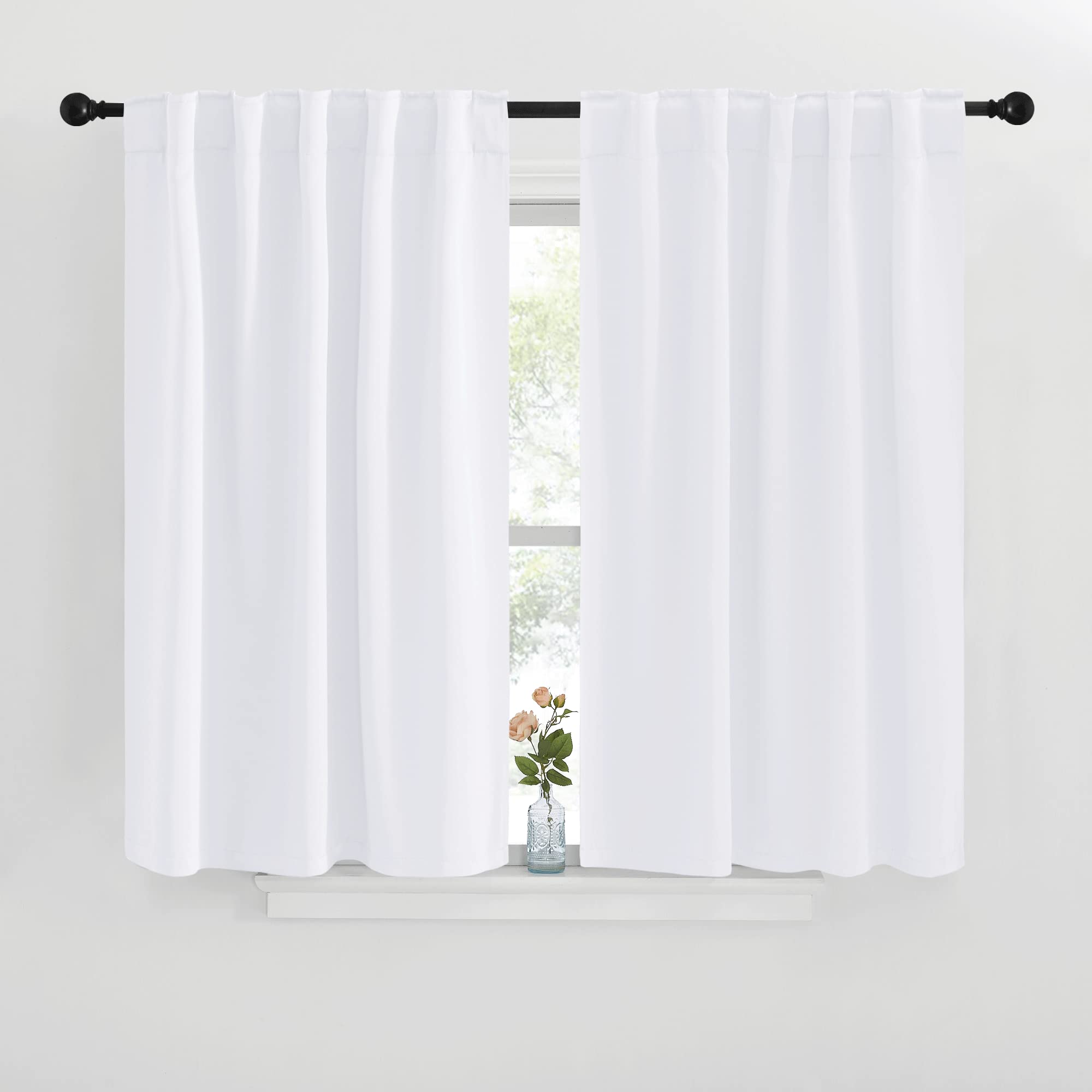 Photo 1 of NICETOWM Window Treatment Curtain Panels - (White Color) W42 x L40, 2 Pieces, Semi Blackout Window Treatment Drape Panel for Kids Bedroom