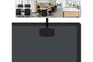 NANNINGO Nnaningo Wide Angle Convex Mirror for Computer Monitor, Office Cubicle & Desk, Stick-On Rear View Mirror to See Behind You, 360° Rotatable Security Mirrors for Personal Safety (1 Pack 12" x 3")