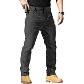 Men's Stretch Tactical Pants Waterproof Ripstop Fabric Cargo Pants Lightweight Casual Hiking Outdoor Work Pants (No Belt)