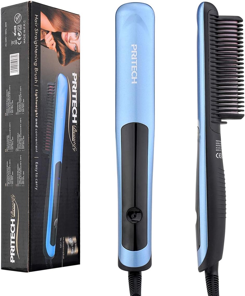Straightener Brush Travel Hair Straightener Ceramic Heat Brush hair straightener 2 in 1 ANTI-SCALD Hair Straightening Comb