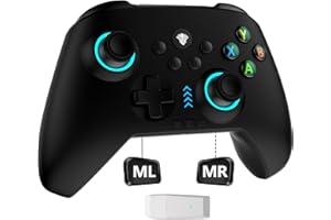 YUYIU 2.4G Wireless PC Controller with RGB Lighting/Programming Keys/Hall Joysticks/Hall Triggers/Vibrations,Three-Mode Switch Controller,Plug and Play Work for Windows PC, Android, Switch, Steam,TV