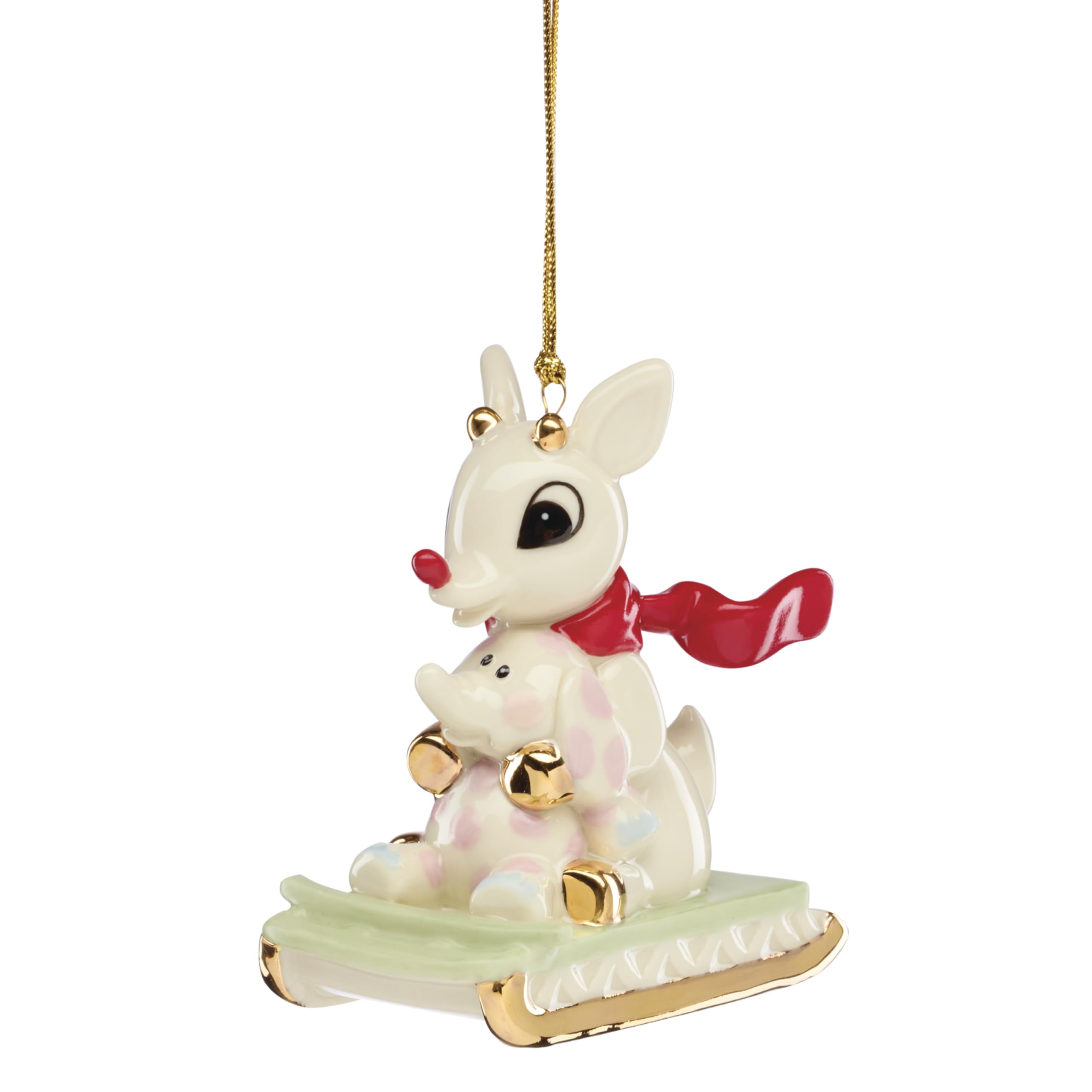 Lenox Ornaments, Rudolph and Misfit Elephant Christmas Ornament, Porcelain with Gold Accents and Hanging Cord for Christmas Tree Decoration, Winter Decorations, Winter Tree Ornaments (1 Piece) Image