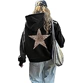 Womens Cheetah Leopard Star Hoodie Cheetah Star Print Hooded Sweatshirt Casual Pullover Tops
