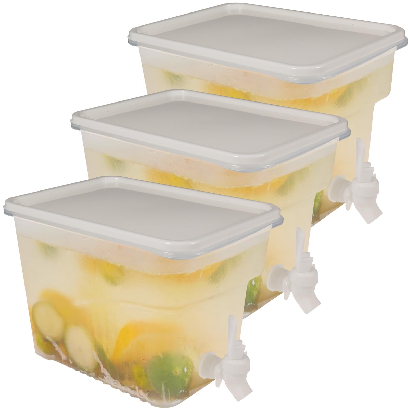 Photo 1 of BEWBBAT 3 Pack 1.3 Gallon Fridge Drink Dispenser with Spigot, Leak-proof Plastic Beverage Drink Dispenser Refrigerator Iced Juice Lemonade Dispenser Water Dispenser for Party
