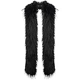 JIAHG Winter Warm Scarf Long Faux Fur Plush Thickened Scarf Cold Weather Soft Neck Warmer for Women Wedding Dinner Parties