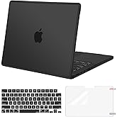 MOSISO Compatible with MacBook Pro 14 inch Case 2025-2021 M5 M4 M3 M2 M1 A3434 A3112 A3185 A3401 A2918 A2992 A2779 A2442, Soft TPU Frame Bumper Plastic Hard Case&Keyboard Cover&Screen Film, Black