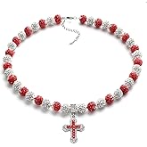 16 Inch Baseball Necklaces for Boys, 18-20 Inch Baseball Necklace, Rhinestone Baseball Bead Necklace, Baseball Cross Necklace for Men, Adjustable Baseball Drip Bling Necklace for Baseball Team Lovers