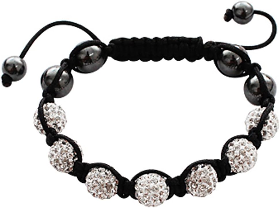 11-Ball Purple Lotus & White Shamballa Bracelet with Purple Crystals on White string