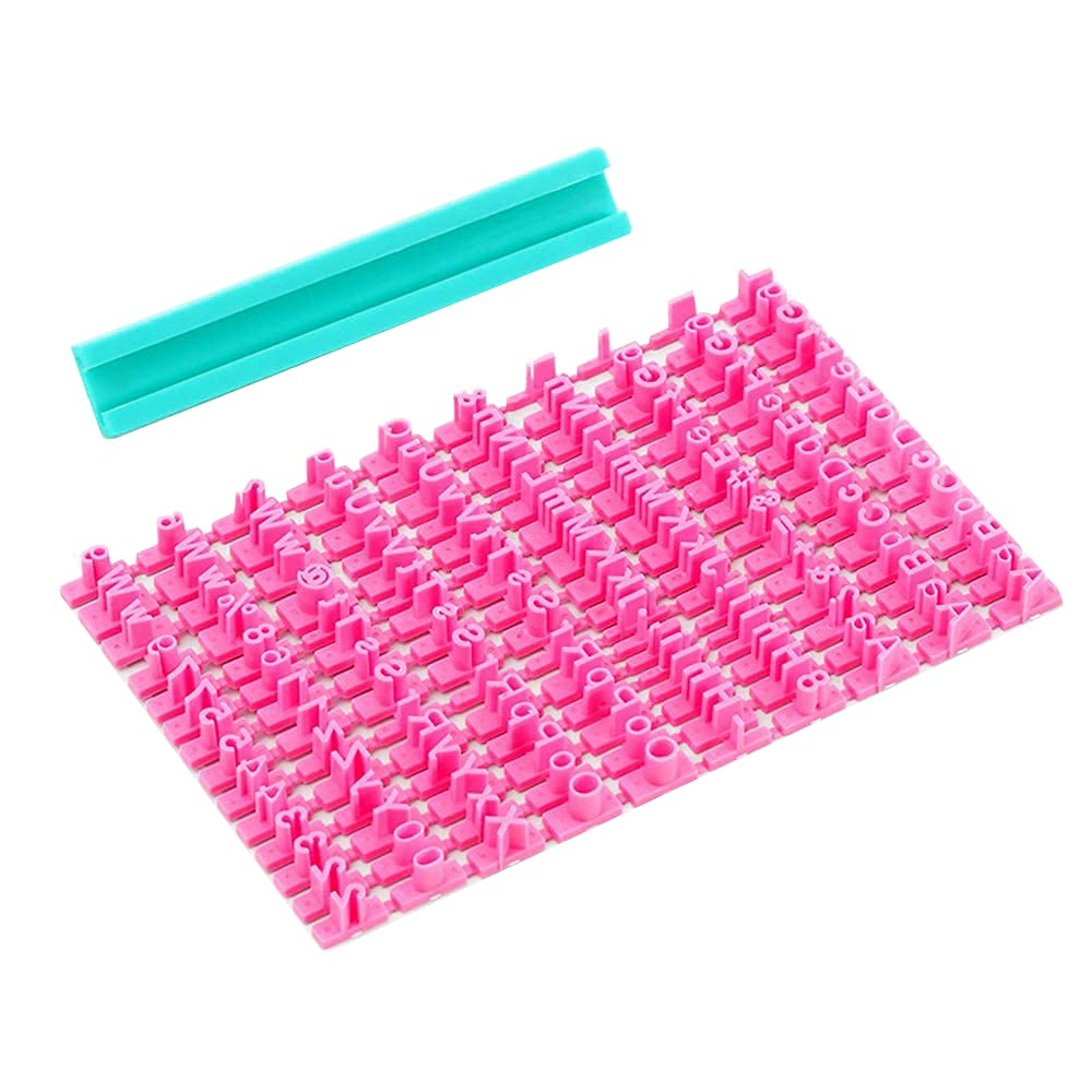 GOIYZTTR 160 Pcs Alphabet Number Symbol Cookie Stamp Set, DIY Cookie Biscuit Stamp for Cake, Cookie, Baking Mold, Make Any Message Letter, Pink & Blue